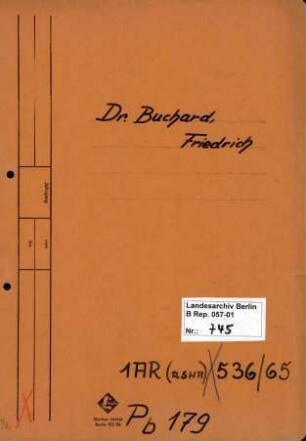 Personenheft Dr. Friedrich Buchardt (*17.03.1909), SS-Obersturmbannführer