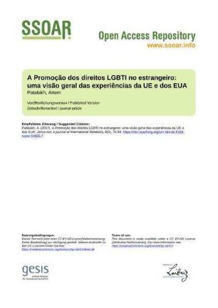 A Promoção dos direitos LGBTI no estrangeiro: uma visão geral das experiências da UE e dos EUA