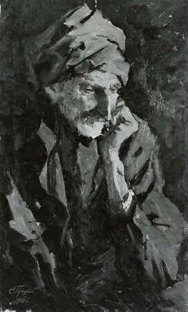 Alter Mann mit lila Turban