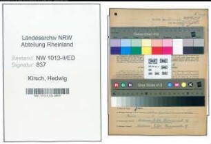 Entnazifizierung Hedwig Kirsch , geb. 30.01.1892 (Lehrerin)