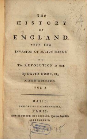 The History Of England : From The Invasion Of Julius Caesar To The Revolution in 1688., 1