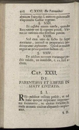 Cap. XXXI. De Parentibus Et Liberis In Statu Civitatis.