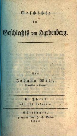 Geschichte des Geschlechts von Hardenberg. 2 : mit 123 Urkunden