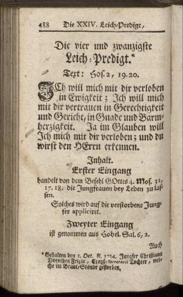 Die vier und zwanzigste Leich-Predigt.