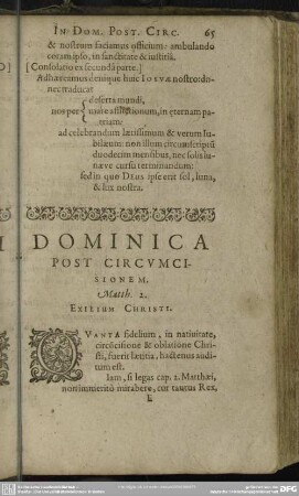 Dominica Post Circumcisionem Sionem