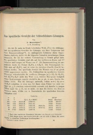 Das spezifische Gewicht der Schwefelsäure-Lösungen.