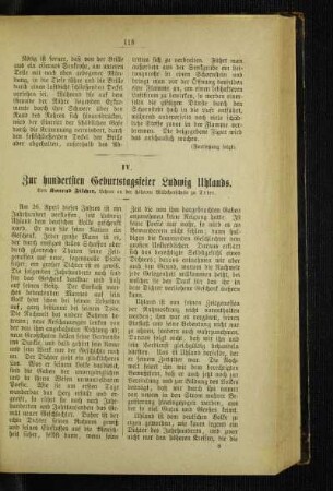 Zur hundertsten Geburtstagsfeier Ludwig Uhlands