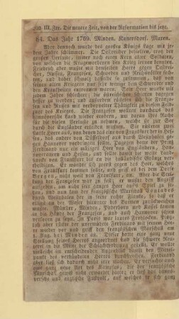 Das Jahr 1769. Minden. Kanersdorf. Maxen