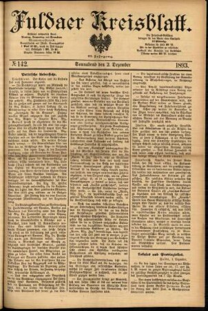 Erste Ausgabe vom Samstag, den 02. Dezember 1893.
