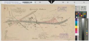 Entwurf zur Anlage von Schranken und einer Wärterbude an dem Chausséeübergang km 11,100 der Strecke Wülfrath-Velbert: Lageplan, M. 1:1.000 Stnr.: 63, Iwü, Bunr.: 22, Blnr.: 1