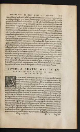 Eiusdem Oratio Habita In Funere Magni Meletii Episcopi Antiochiae.