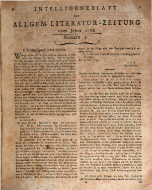 Allgemeine Literatur-Zeitung. Intelligenzblatt der Allg. Literaturzeitung : vom Jahre ..., 1788