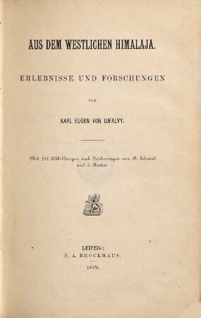 Aus dem westlichen Himalaja : Erlebnisse und Forschungen