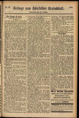 Zweite Ausgabe vom Samstag, den 15. Oktober 1898.