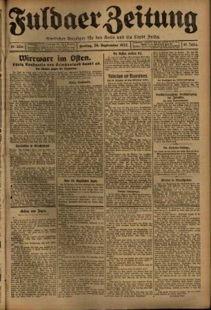 Ausgabe vom Freitag, den 29. September 1922.