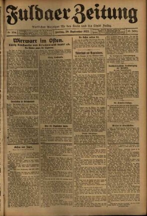 Ausgabe vom Freitag, den 29. September 1922.