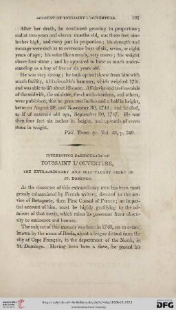 Interesting particulars of Toussaint L'ouverture, the extraordinary and self-taught chief of St- Domingo