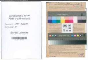 Entnazifizierung Johanna Seydel , geb. 14.02.1898 (Angestellte)