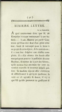 Sixieme Lettre. Le 25 Septembre