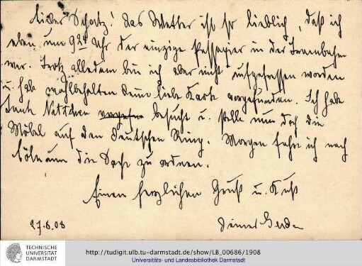 Postkarte vom 27.08.1908