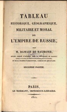 Tableau historique, gégraphique, militaire et moral de l'empire de Russie, P. 2