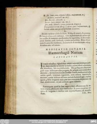 Medicatio Iuvenis Haemorrhagia Narium Laborantis.
