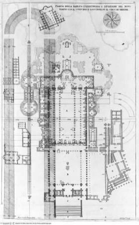 Templum vaticanum et ipsius origo - p. 89: Circo di Nerone e sovrapoposizione della pianta della veccha e nuova basilica