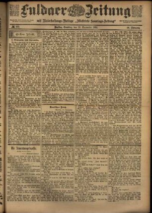 Erste Ausgabe vom Samstag, den 28. September 1901.