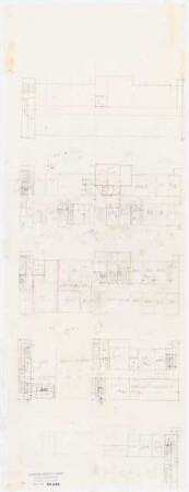 Institut für evangelische Kirchenmusik, Domchor und Internat, Schleswiger Ufer, Berlin-Tiergarten: 5 Grundrisse 1:200, (aufgeklebt auf Inv.nr. 40086)