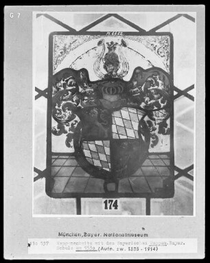 Wappenscheibe mit dem Bayerischen Wappen
