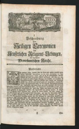 I. Beschreibung Der Heiligen Ceremonien Und Aeusserlichen Religions-Uebungen, Der sogenannten Protestantischen Kirche
