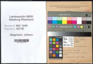 Entnazifizierung Johann Stegmann , geb. 28.03.1903 (Baecker)