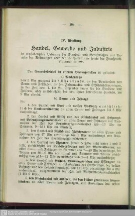 IV. Abteilung. Berufsklassen und Gewerbebetriebe : IV. Abteilung. Handel, Gewerbe und Industrie