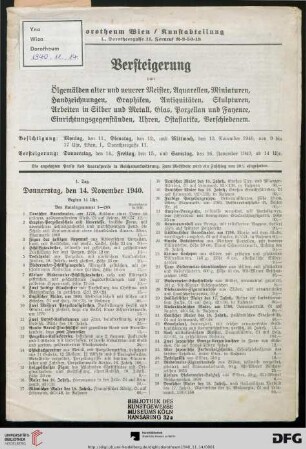Umschlag (= Titelblatt = 1. Seite des Katalogs)