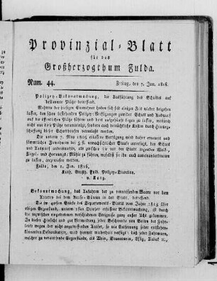 Num. 44., Ausgabe vom 7. Juni 1816