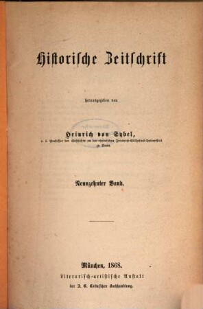 Historische Zeitschrift : HZ. 19. 1868