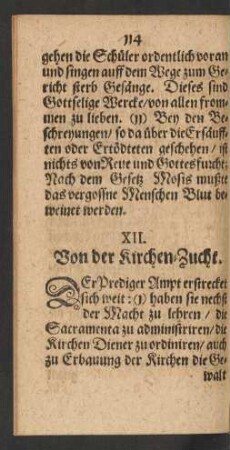 XII. Von der Kirchen-Zucht.