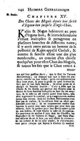 Chapitre XV. Des Chans des Moguls depuis leur sortie d'Irgana-kon jusqu'à Zingis-Chan