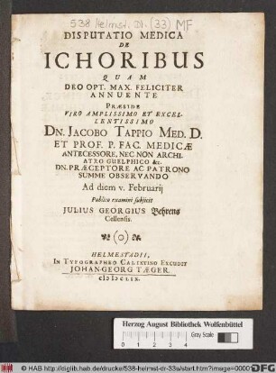 Disputatio Medica De Ichoribus