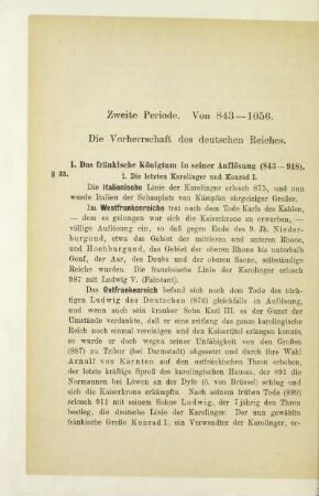 Zweite Periode. Von 843 - 1056. Die Vorherrschaft des deutschen Reiches
