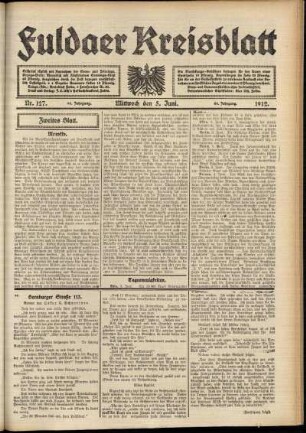 Zweite Ausgabe vom Mittwoch, den 05. Juni 1912.