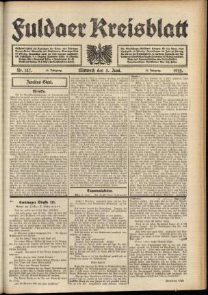 Zweite Ausgabe vom Mittwoch, den 05. Juni 1912.