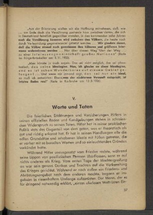 V. Worte und Taten