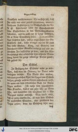 Der Schlaf.