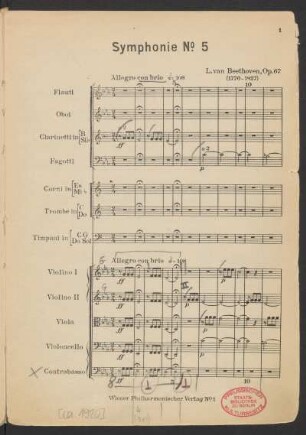 Symphonie V : C moll, c minor, Do mineur : op. 67