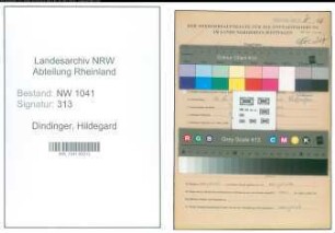 Entnazifizierung Hildegard Dindinger , geb. 16.12.1919 ()
