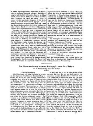 Die Neuorientierung unserer Pädagogik nach dem Kriege : (Schluß)