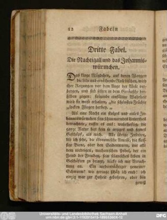 Dritte Fabel. Die Nachtigall und das Johanniswürmchen.