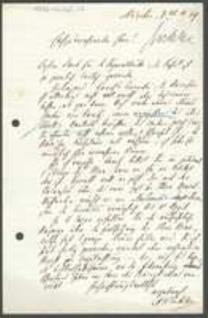 Brief von August Wilhelm Eichler an Unbekannt