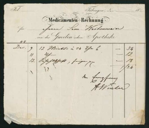 Medicamenten - Rechnung